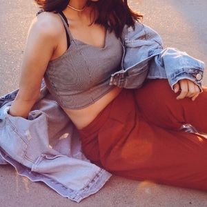 crop fitted black and white striped crop top